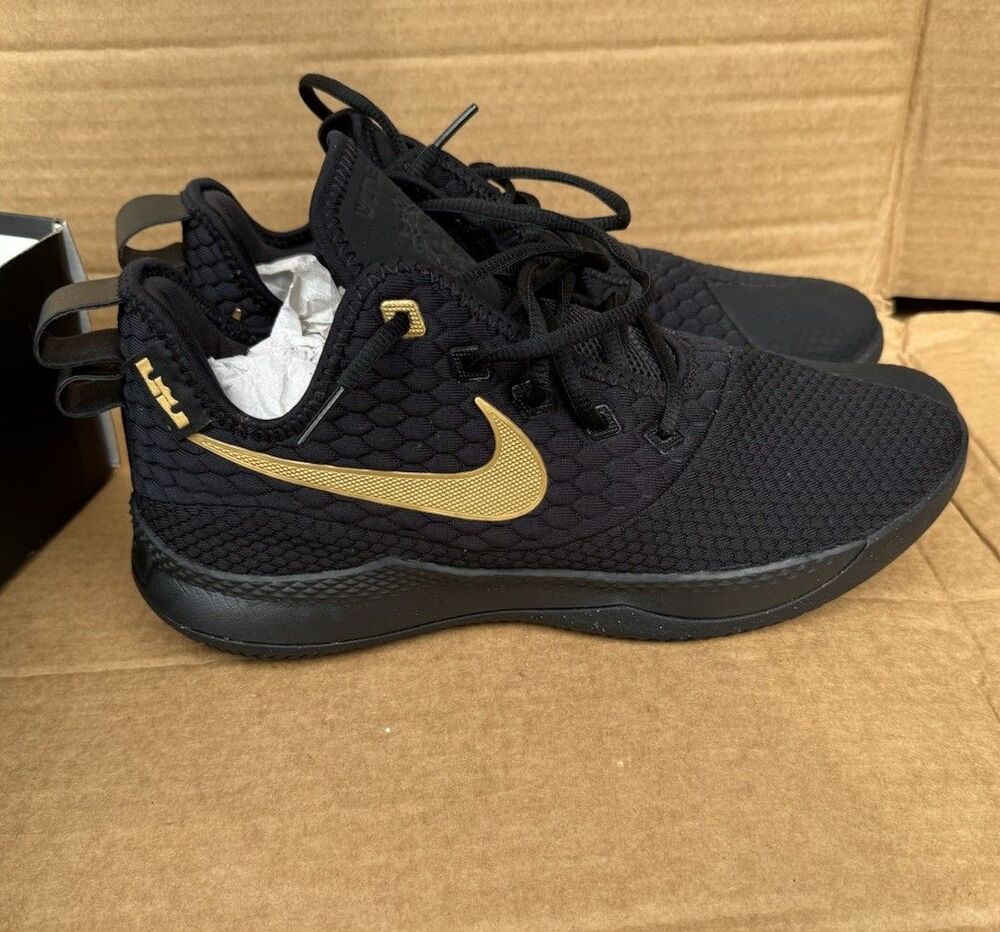 NIB NIKE LeBron Witness III Black/Gold AO4433-003 Men's Size 10 Basketball Shoes